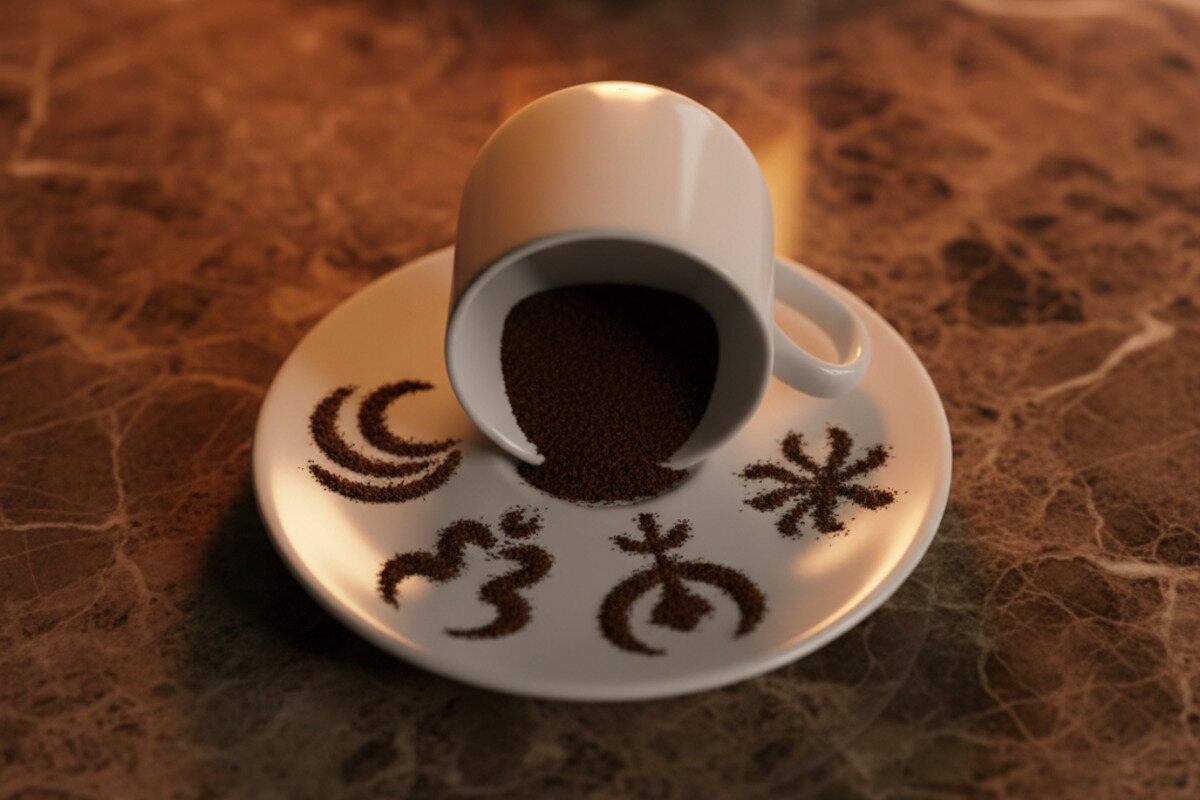 Turks koffiekopje, net omgekeerd op het schoteltje